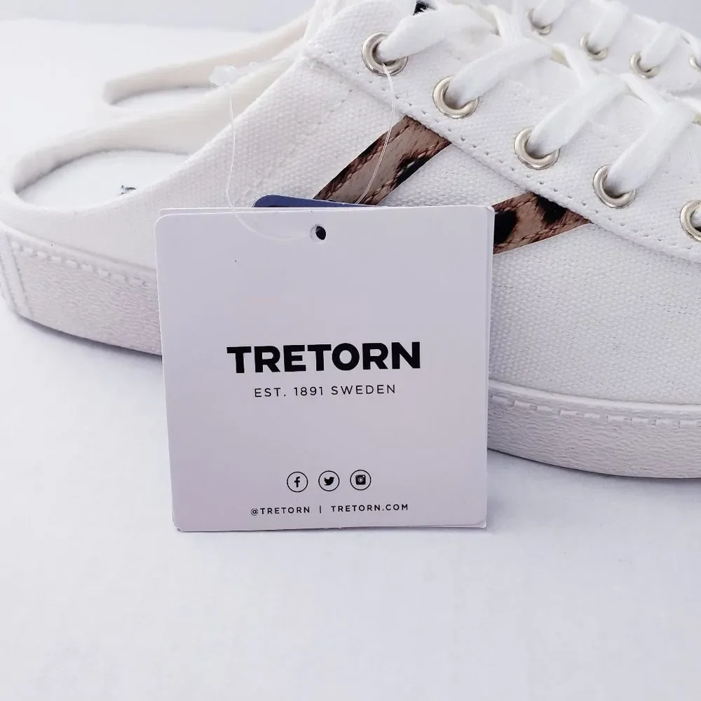 💥SOLD💥Tretorn Easy Nylite Canvas Lace Up Slip On Sneakers Mule Leopard Size 7 - Picture 5 of 11